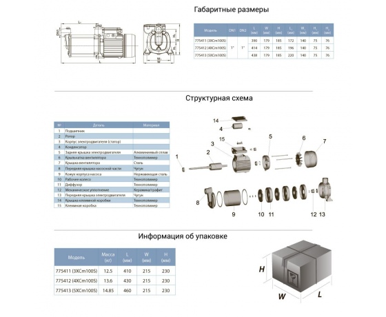 Фото 3 - Насос центробежный многоступенчатый 0.9кВт Hmax 55м Qmax 90л/мин (нерж) LEO (775413)