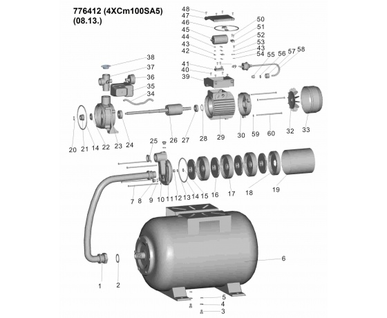 Фото 5 - Станция 0.75кВт Hmax 45м Qmax 90л/мин (многоступ. насос) 24л LEO (776412)