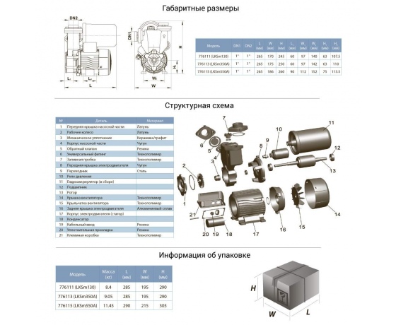Фото 3 - Станция 0.125кВт Hmax 30м Qmax 30л/мин (вихревой насос) 1л LEO (776111)