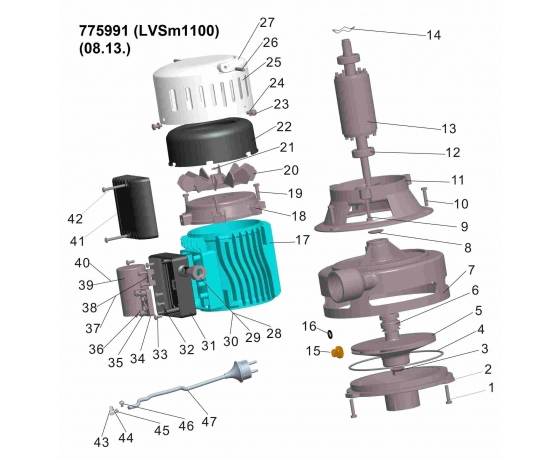 Фото 4 - Насос центробежный вертикальный 0.75кВт Hmax 21.5м Qmax 190л/мин (БЦПН) LEO (775991)