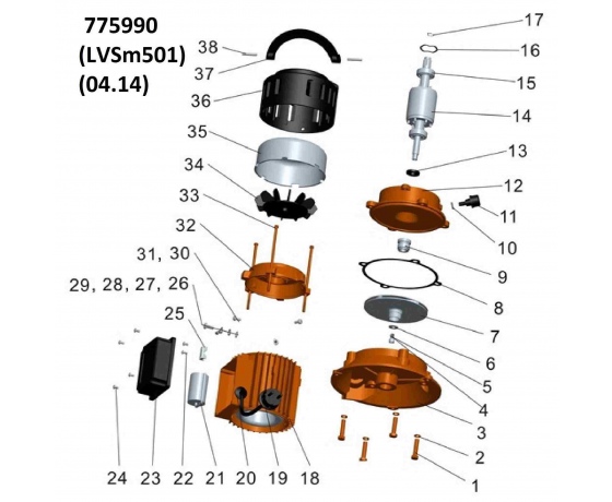 Фото 3 - Насос центробежный вертикальный 0.37кВт Hmax 22.5м Qmax 50л/мин (БЦПН) LEO (775990)