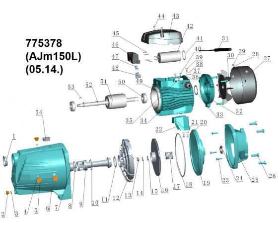 Фото 3 - Насос центробежный самовсасывающий 1.5кВт Hmax 54м Qmax 140л/мин LEO 3.0 (775378)