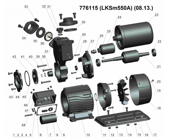 Фото 4 - Станция 0.55кВт Hmax 45м Qmax 45л/мин (вихревой насос) 1л LEO (776115)
