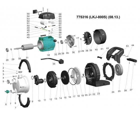 Фото 4 - Насос центробежный самовсасывающий 0.8кВт Hmax 40м Qmax 50л/мин (нерж) LEO (775316)