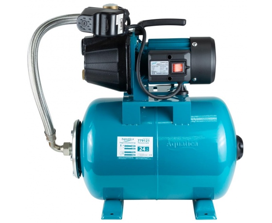 Фото 6 - Станция 0.8кВт Hmax 38м Qmax 58л/мин (самовсасывающий насос) 24л AquaticaLEO (775346/24)