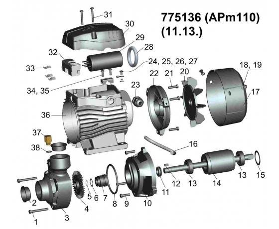 Фото 4 - Насос вихревой 1.1кВт Hmax 85м Qmax 70л/мин LEO 3.0 (775136)