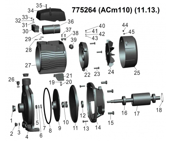 Фото 4 - Насос центробежный 1.1кВт Hmax 40м Qmax 120л/мин LEO 3.0 (775264)