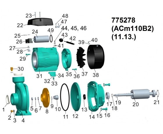Фото 3 - Насос центробежный 1.1кВт Hmax 19,5м Qmax 500л/мин 2