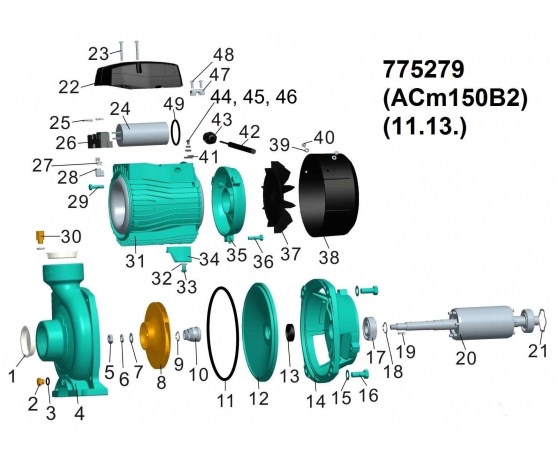 Фото 4 - Насос центробежный 1.5кВт Hmax 22м Qmax 500л/мин 2
