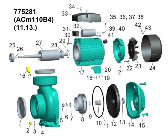 Фото 3 - Насос центробежный 1.1кВт Hmax 12.5м Qmax 900л/мин 4