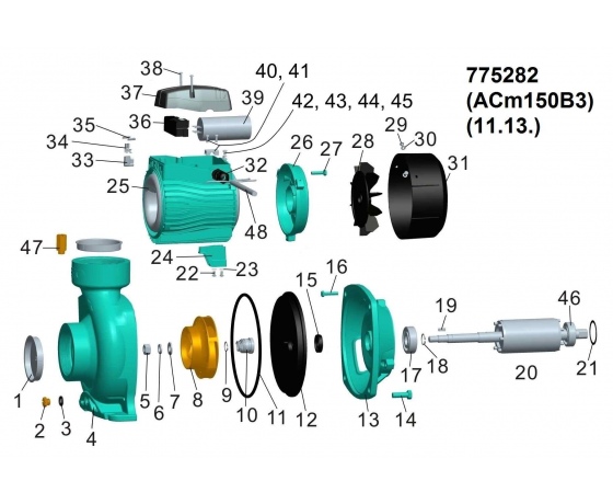 Фото 3 - Насос центробежный 1.5кВт Hmax 14.5м Qmax 1000л/мин 3