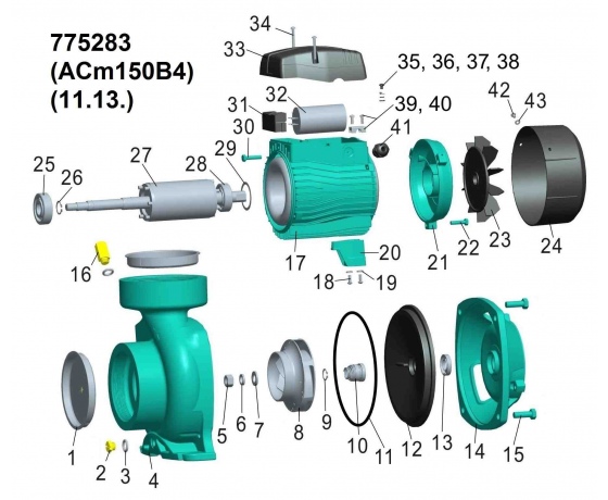 Фото 3 - Насос центробежный 1.5кВт Hmax 14.5м Qmax 1000л/мин 4