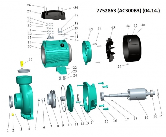 Фото 3 - Насос центробежный 380В 3.0кВт Hmax 20м Qmax 1200л/мин 3