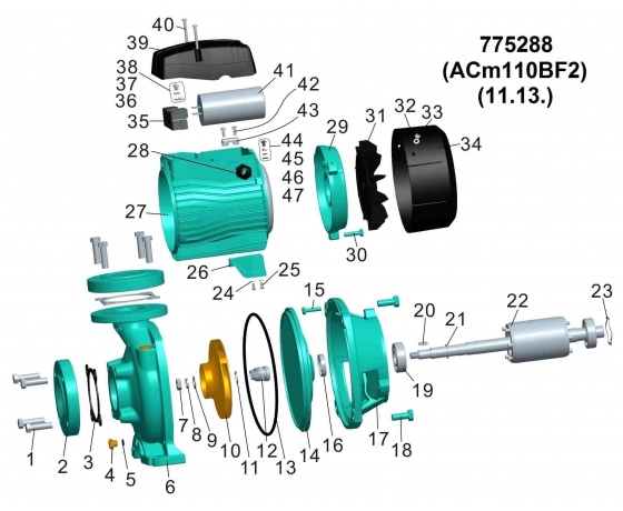 Фото 3 - Насос центробежный 1.1кВт Hmax 20,2м Qmax 500л/мин 2