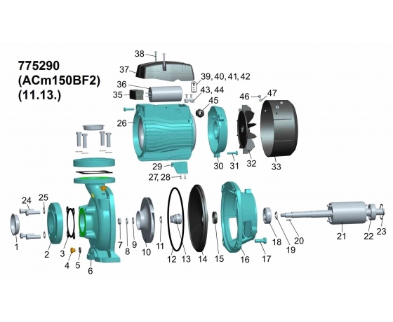 Фото 3 - Насос центробежный 1.5кВт Hmax 22,5м Qmax 500л/мин 2