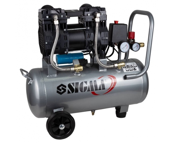 Фото 3 - Компрессор двухцилиндровый безмасляный 1.5кВт 209л/мин 8бар 30л SIGMA (7042541)