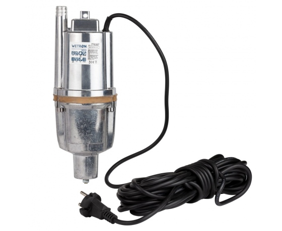 Фото 3 - Насос вибрационный 0.25кВт H 75м Q 18л/мин Ø100мм 10м кабеля нижний забор WETRON (WVM60-1) (778387)