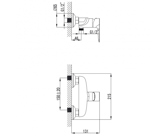 Фото 5 - Смеситель GARDA Ø35 для душа CORSO (BC-1D121W) (9605303)