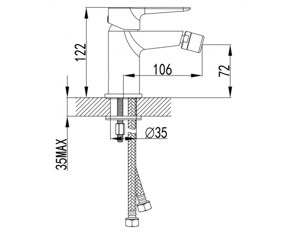 Фото 7 - Смеситель GARDA Ø35 для биде на шпильке CORSO (BC-1F121W) (9605503)