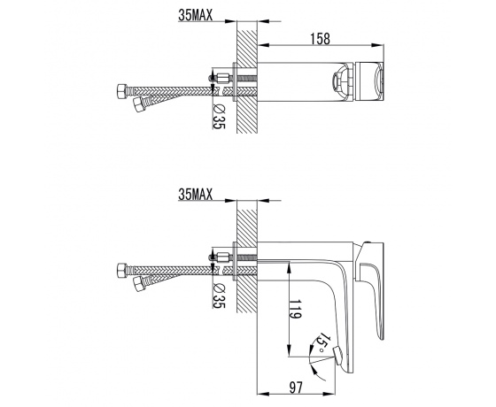 Фото 7 - Смеситель MAGGIORE Ø40 для раковины литой на шпильке CORSO (BE-2A122C) (9608000)