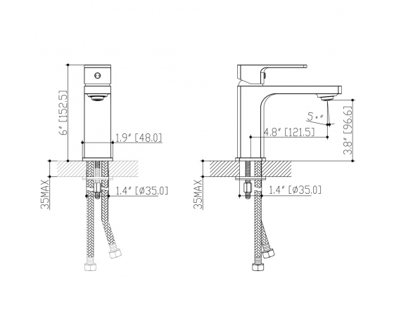 Фото 8 - Смеситель COMO Ø35 для раковины литой на шпильке CORSO (BF-2A129C) (9611000)