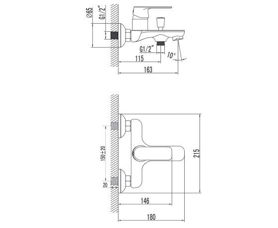 Фото 5 - Смеситель BRACCIANO Ø35 для ванны литой CORSO (CF-1C136C) (9617200)