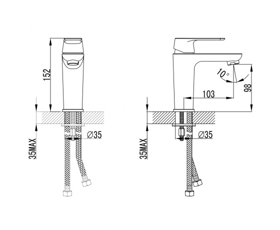 Фото 7 - Смеситель BRACCIANO Ø35 для раковины литой на шпильке CORSO (CF-2A136C) (9617000)
