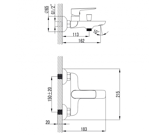 Фото 5 - Смеситель LUGANO Ø25 для ванны литой CORSO (CH-1C147C) (9620200)