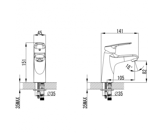 Фото 7 - Смеситель SERIO Ø35 для раковины литой на шпильке CORSO (DC-2A146C) (9626000)