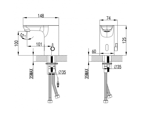 Фото 9 - Смеситель ORTA сенсорный для раковины литой на шпильке CORSO (EE-8A116C) (9670000)