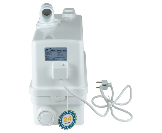 Фото 5 - Станция канализационная 0.6кВт Hmax 8.5м Qmax 110л/мин 3 входа + боковой вход 90мм LEO 3.0 (776916)