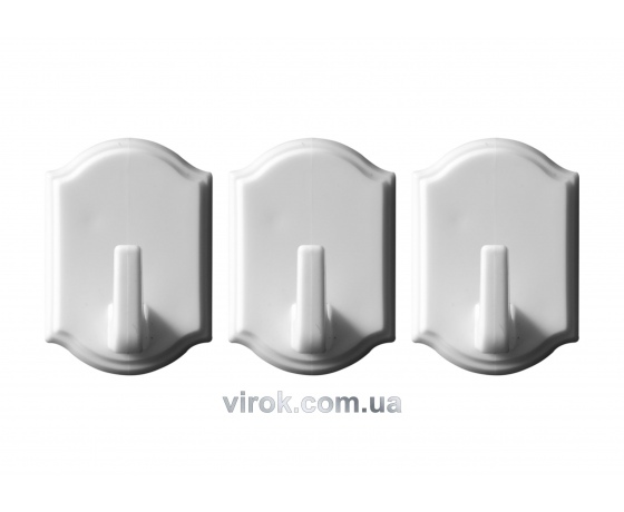 Фото 2 - Гачки настінні VOREL самоклеючі, набір 3 шт.