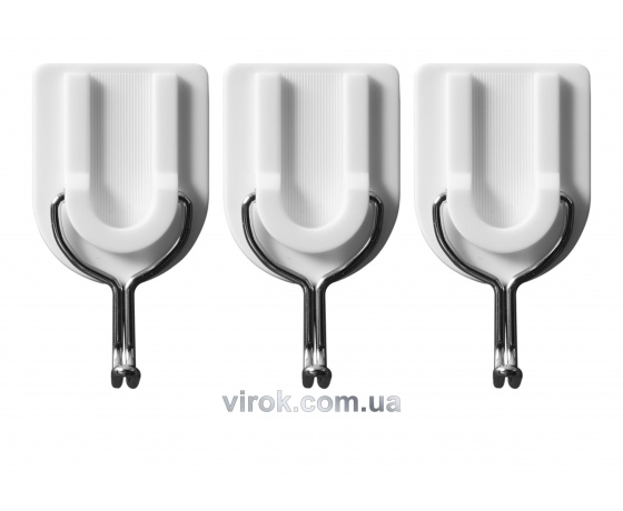 Фото 2 - Гачки настінні VOREL самоклеючі, набір 3шт