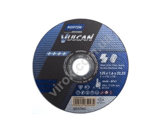 Фото 2 - Диск відрізний по металу і нержавіючій сталі NORTON VULCAN Ø=125х22.2 мм t=1.6 мм