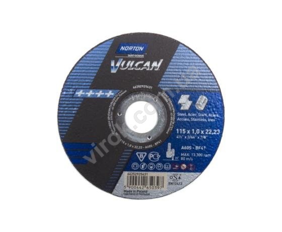 Фото 2 - Диск відрізний по металу і нержавіючій сталі NORTON VULCAN Ø=115х22.2 мм t=1 мм