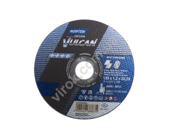 Фото 2 - Диск відрізний по металу і нержавіючій сталі NORTON VULCAN 125х22.2 мм t=1.2 мм