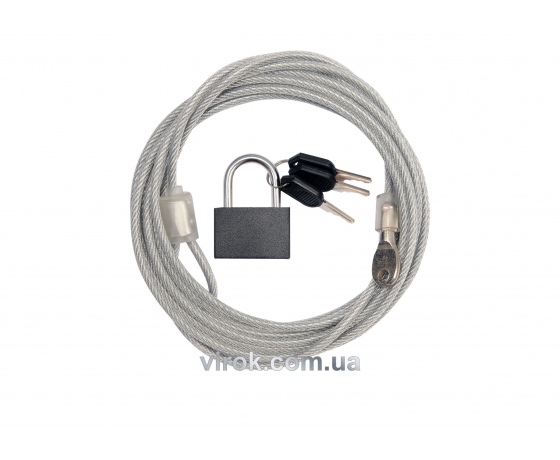 Фото 2 - Замок навісний з тросом VOREL 4 мм x 3 м