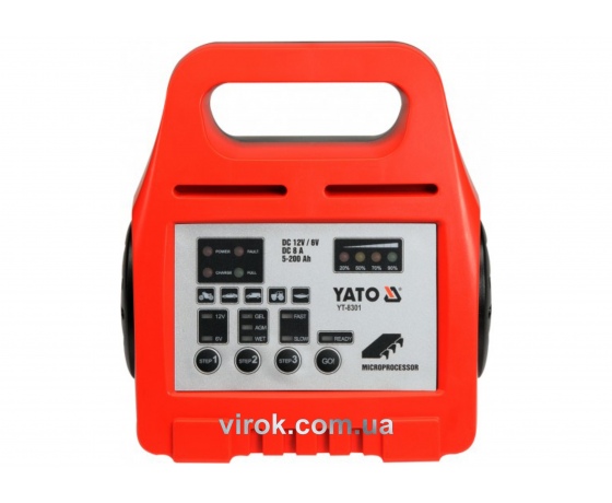 Фото 3 - Зарядний прилад для акумуляторів 6/12 В YATO 8 А 5-200 Агод