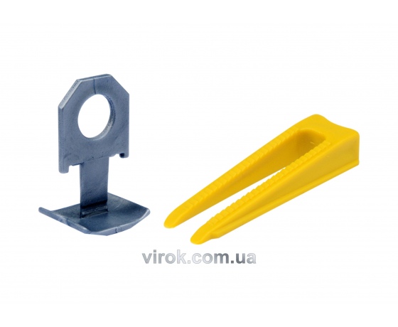 Фото 2 - Кліпси і клини для вирівнювання викладання керамічної плитки VOREL 50+50 шт