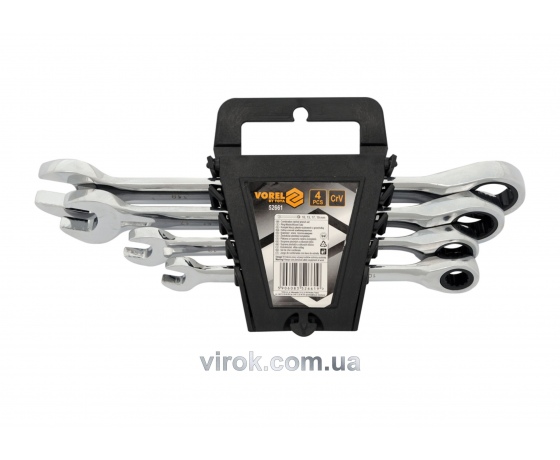 Фото 2 - Набір ключів ріжково-накидних з тріщаткою VOREL М10-19 мм 4 шт