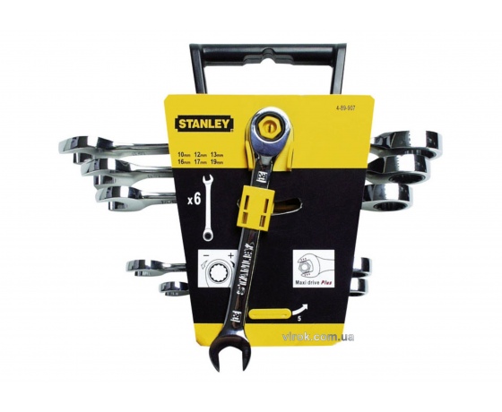 Фото 2 - Набір ключів комбінованих з тріщаткою STANLEY 