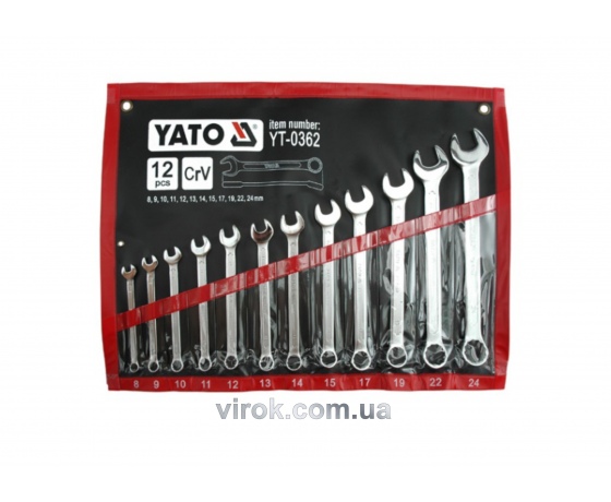 Фото 2 - Набір ключів ріжково-накидних YATO М8-24 мм 12 шт