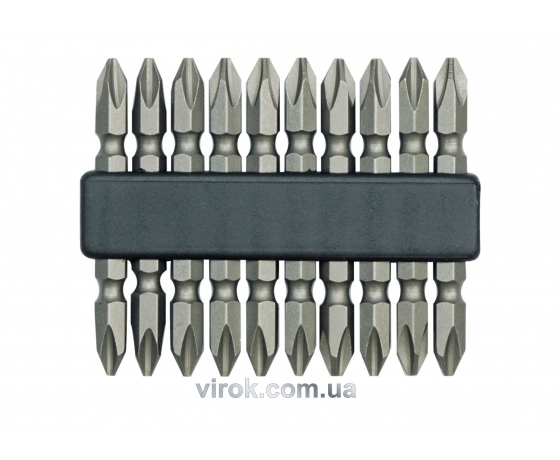 Фото 2 - Насадка викруткова двостороння VOREL хрестова PH2 х 60 мм 10 шт
