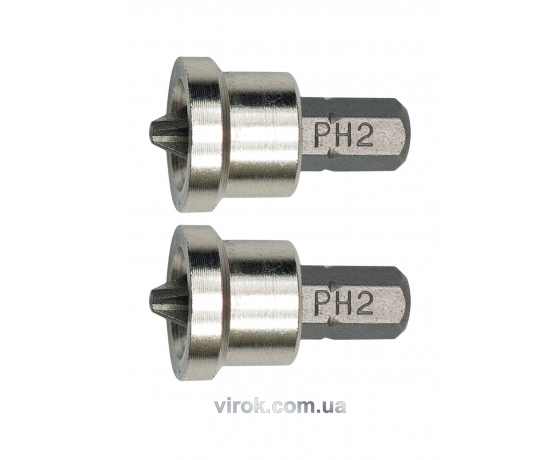 Фото 2 - Насадка викруткова для гіпсокартону VOREL хрестова PH2 x 6.3 x 25 мм 2 шт