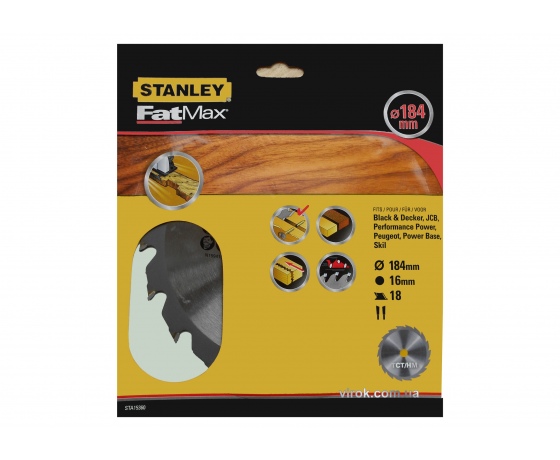 Фото 2 - Диск пильний по дереву STANLEY 184 x 16 мм 18 зубців