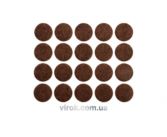 Фото 2 - Протектор самоклеючий повстяний VOREL, 20мм, набір 20шт. (коричневі) [60/720]