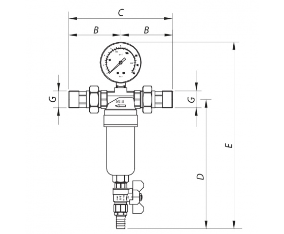 Фото 3 - Фильтр самоочистной с манометром 3/4'' KOER KR.1250 (KR2657)