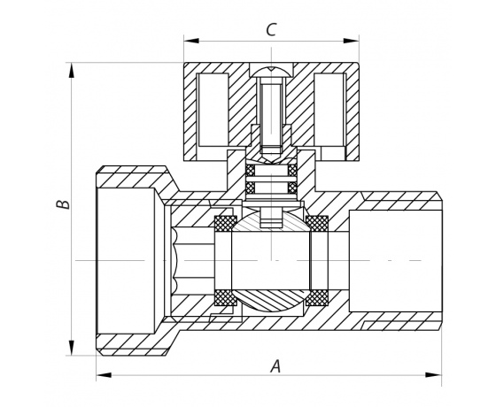 Фото 4 - Кран трехходовой 1/2Mx3/4Mx1/2F KOER KR.515 (KR0103)