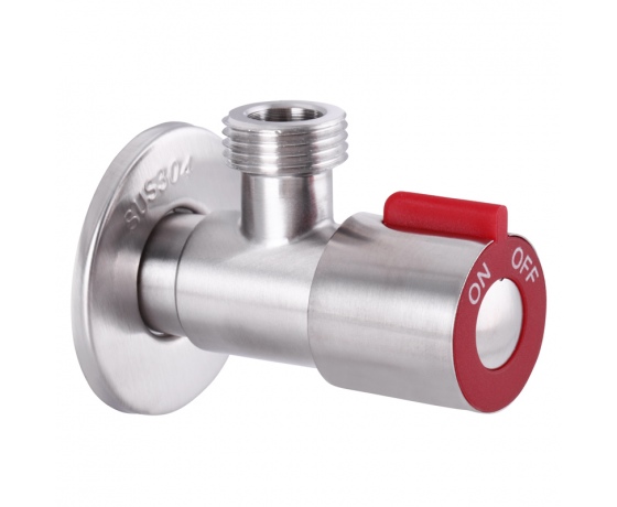 Фото 2 - Кран для подключения сантехприборов 1/2x1/2 MIXXUS VAL-02 красный (нерж. сталь) (SS0049)