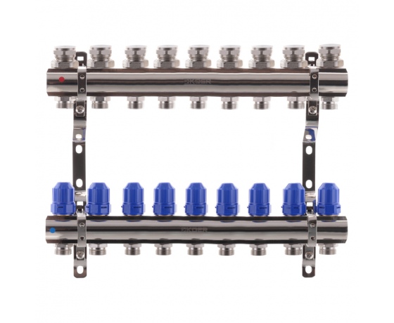 Фото 2 - Коллекторный блок с термостатическими клапанами KOER KR.1100-09 1”x9 WAYS (KR2635)